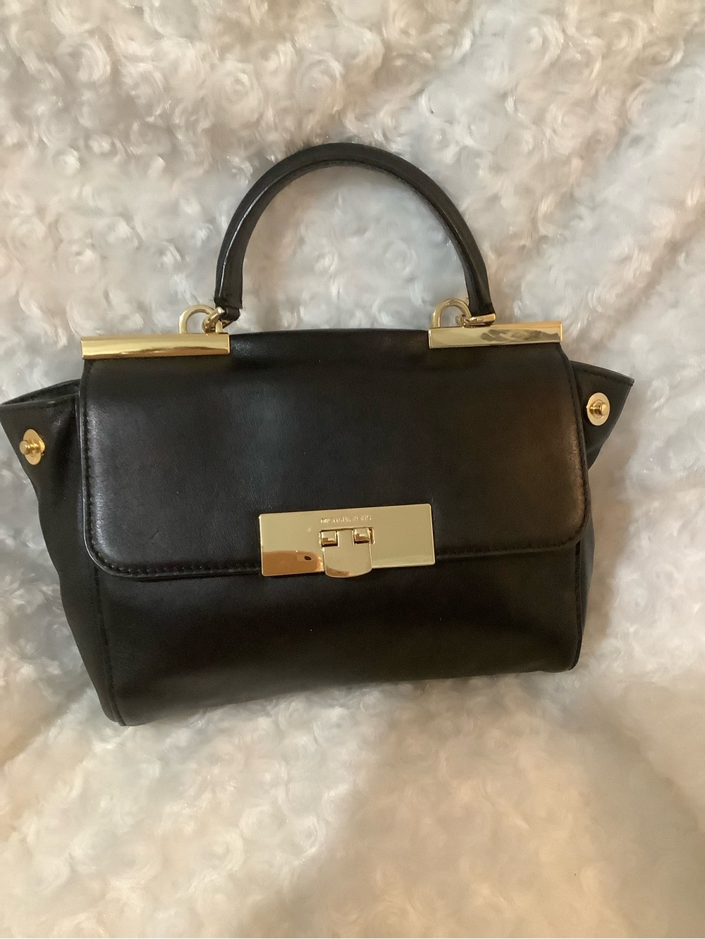 Michael Kors Black Satchel with Gold Hardware